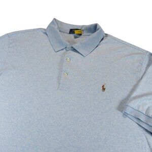 Polo Ralph Lauren Mens Polo Shirt 2XLT Light Blue 100% Cotton Logo Short Sleeve